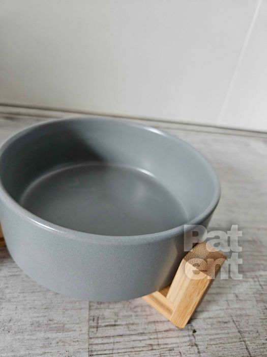 Miski ceramiczne dla psa kota zestaw 2 sztuki x 400 ml szare