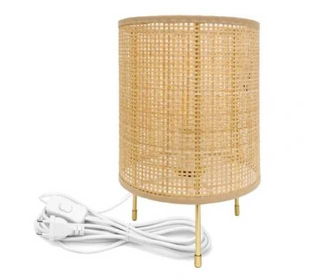 LAMPKA NOCNA BOHO natural pleciona bambus stołowa