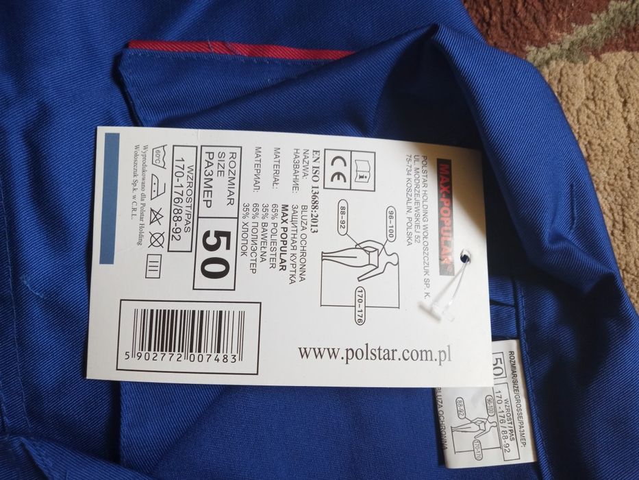 Komplet ogrodniczki + bluza ochronna nowa marki Max Popular r. 50