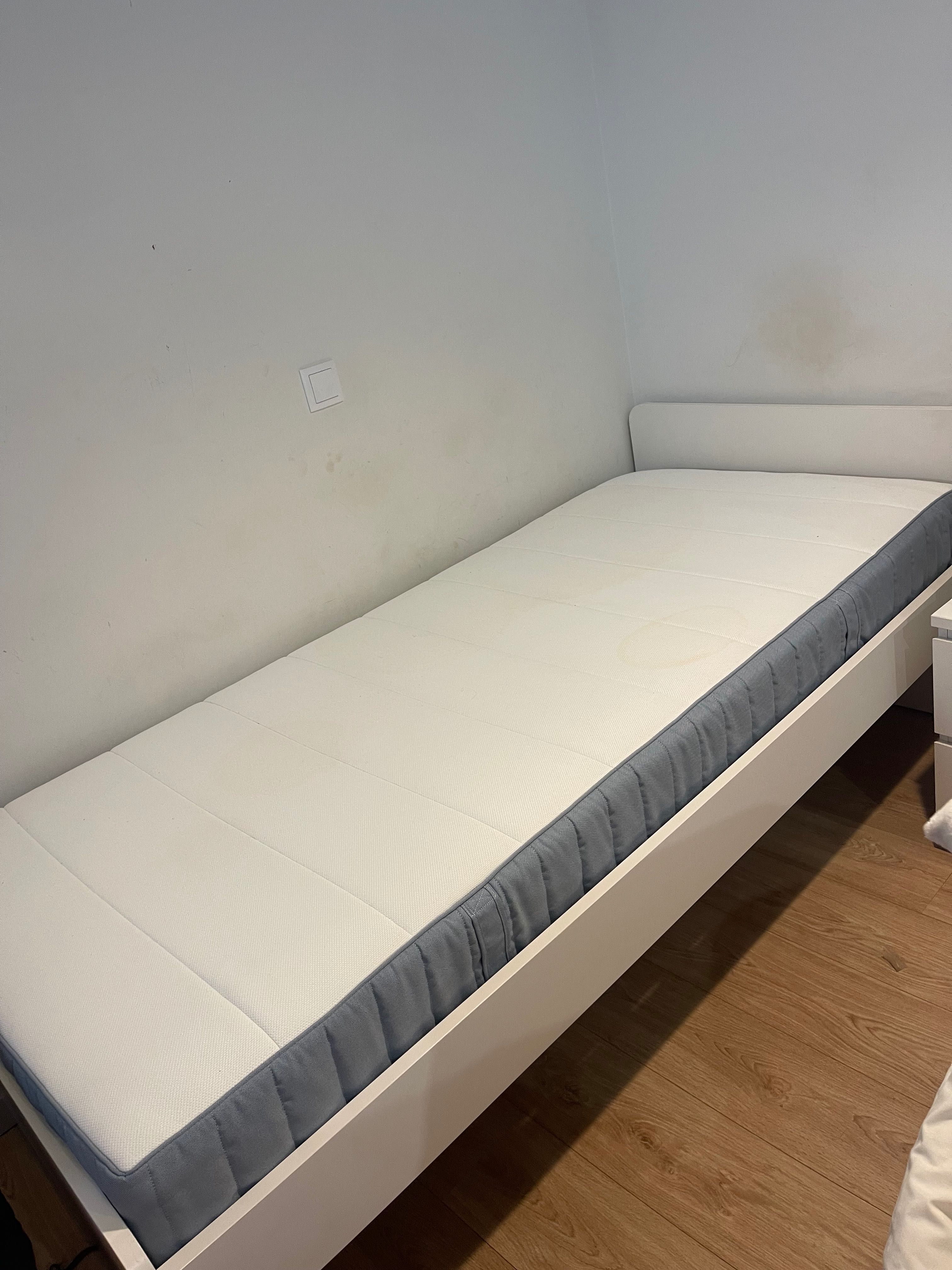 Estrutura cama c/estrado ripas, branco, 90x200 cm