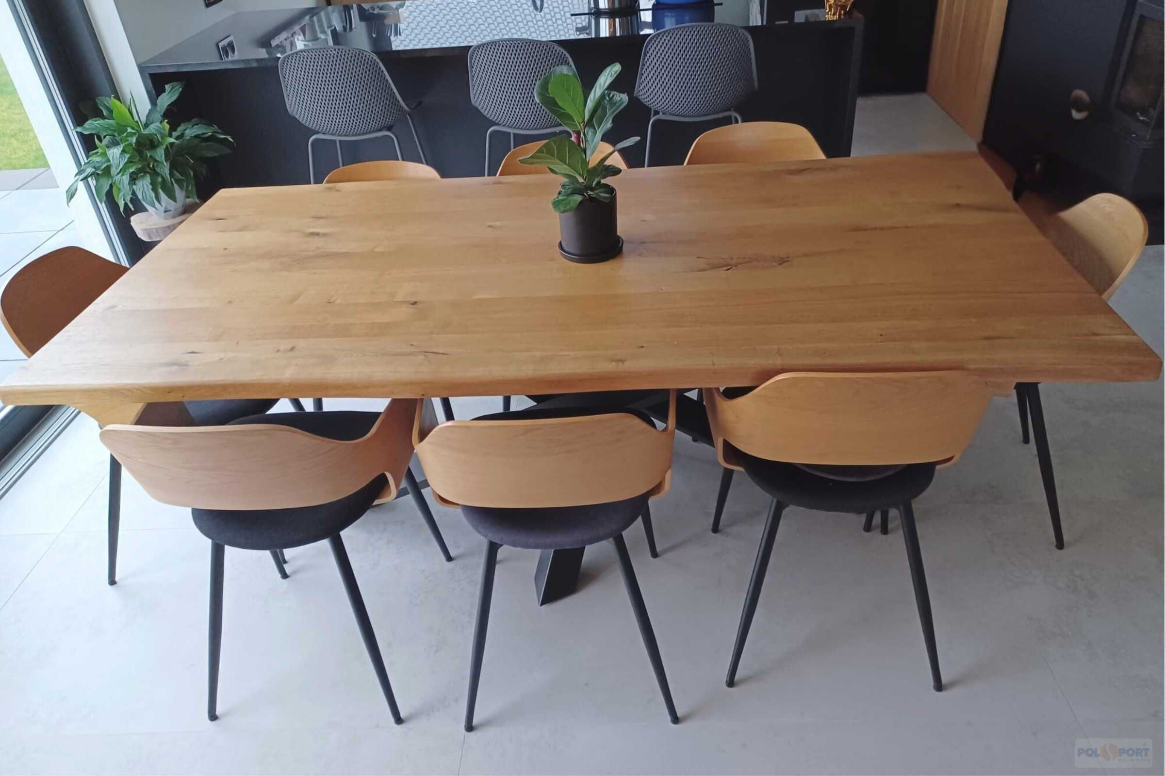 Stół dębowy, lite drewno, blat 180x100 - nogi Pająk