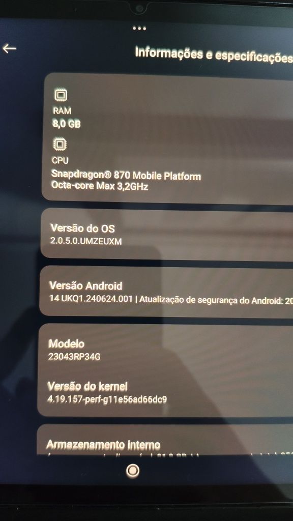 Tablet Xiaomi Pad 6 8GB RAM 256GB Memória Interna 11 Polegadas