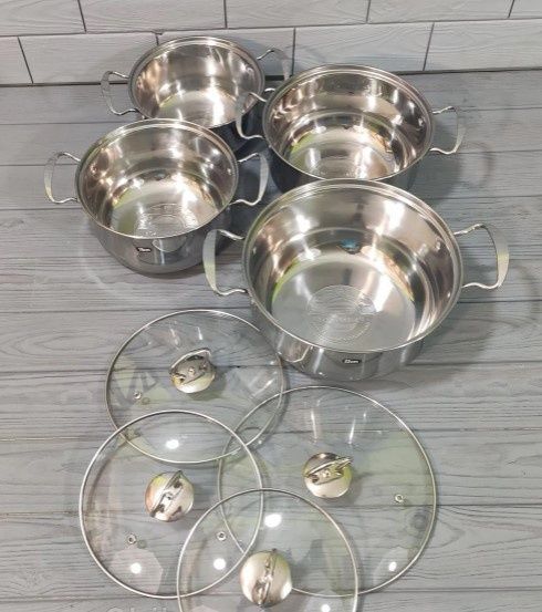 Набор кастрюль 8 предметов / кастрюли из нержавеющей стали / кастрюлі