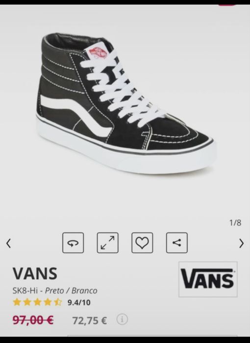 Sapatilhas Altas Vans “Off the Wall” NR. 38. Excelente estado, sem uso
