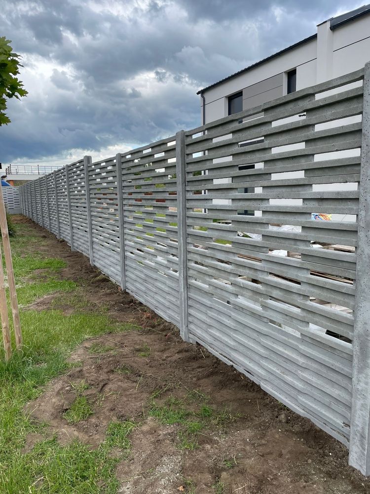 Ogrodzenia betonowe KLONEX nowy wzór 5D+6D Produkcja transport montaż