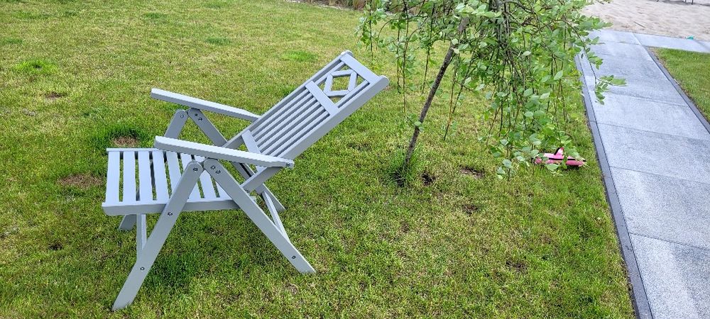 Krzesło drewniane ogrodowe rozkładane fotel szare ikea nowe