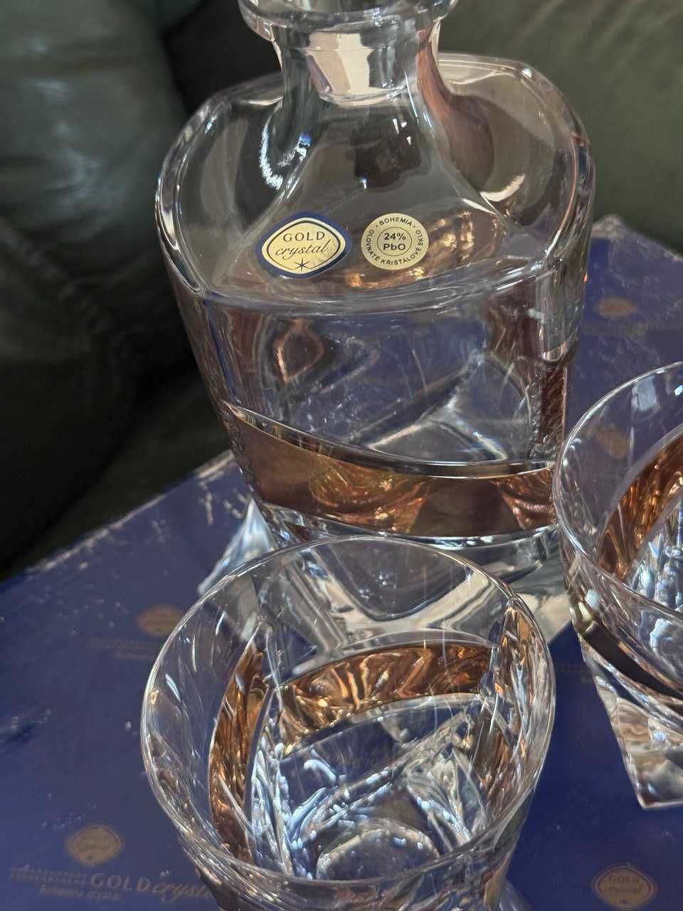 Bohemia Gold Crystal: графин + 6 склянок (кришталь 24% PbO), хрусталь