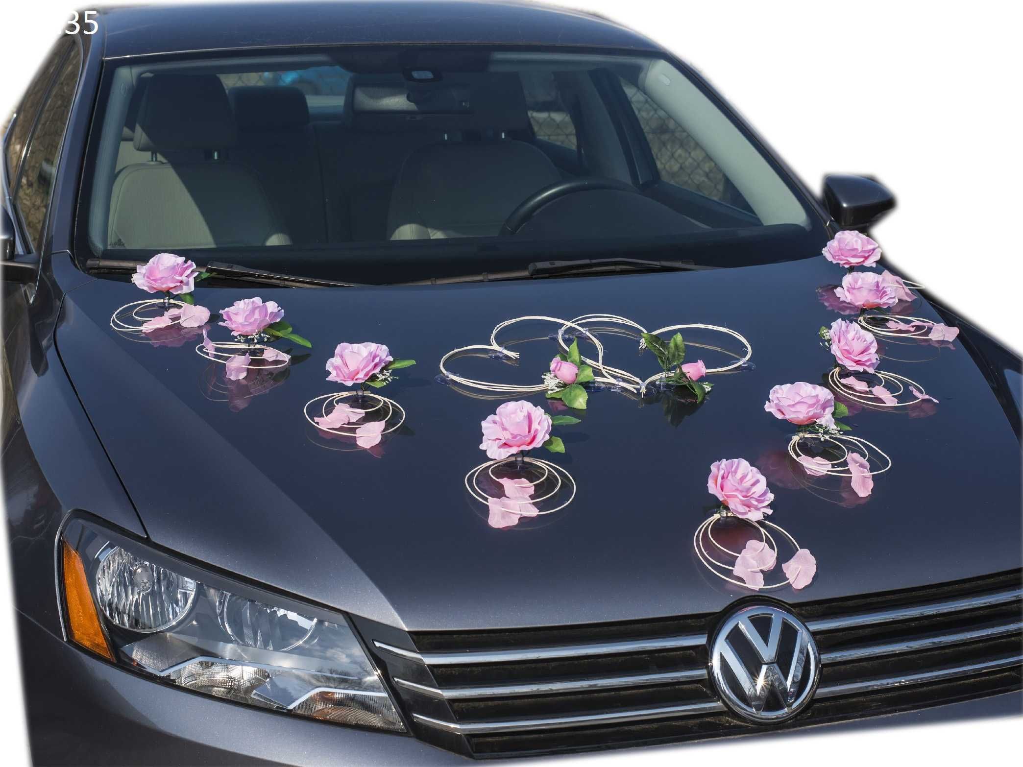 Różowa ozdoba dekoracja samochodu ślubnego 035 SUPER CENA