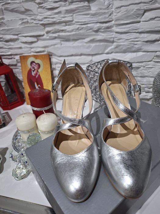 Buty ślubne kotyl skura