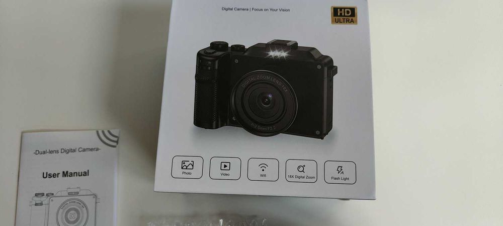 Aparat cyfrowy, 5K 64 MP, z Wi-Fi, karta 64 GB+DWA OBIEKTYWY WYMIENNE