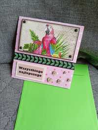 Kartka dla kobiety z okazji urodzin, imienin z kopertą rękodzieło
