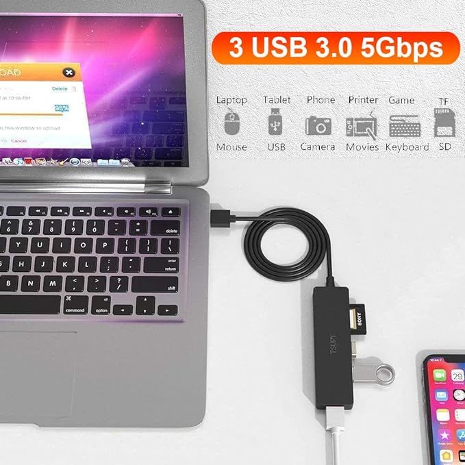 tsupy usb hub 3.0  5 w 1 adapter 1.2 m vv