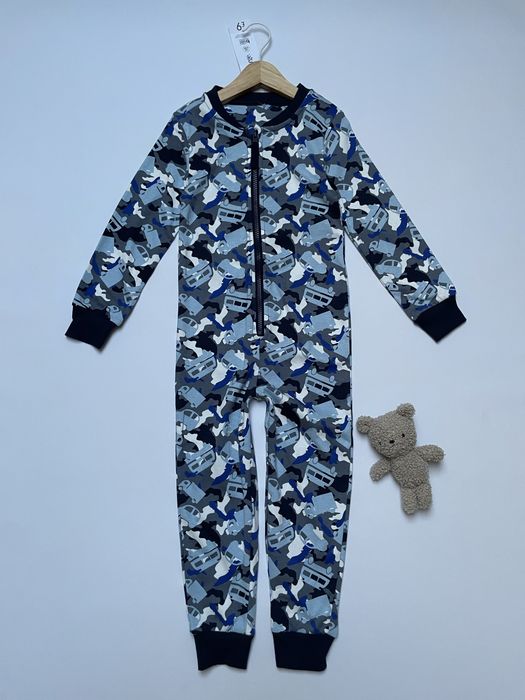 104 110 George bawełniana piżama jednoczęściowa kombinezon zamek auta