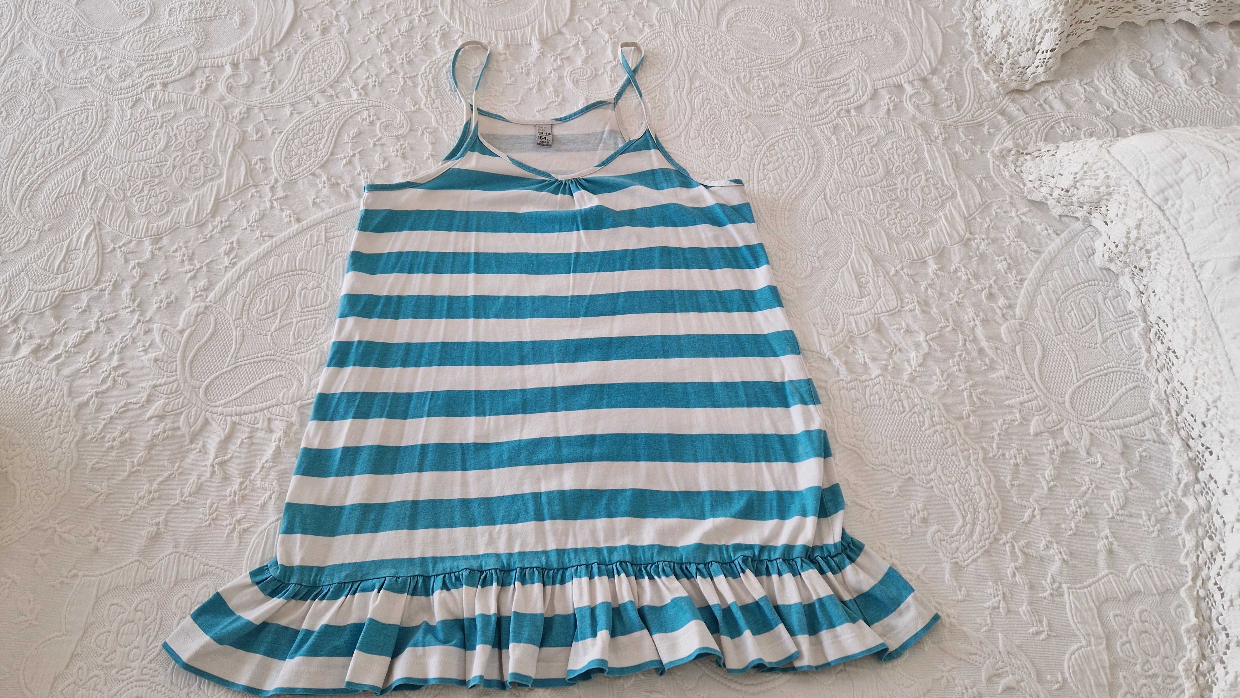 Vestido Riscas brancas e azuis, Zara Kids, tamanho 13-14 anos