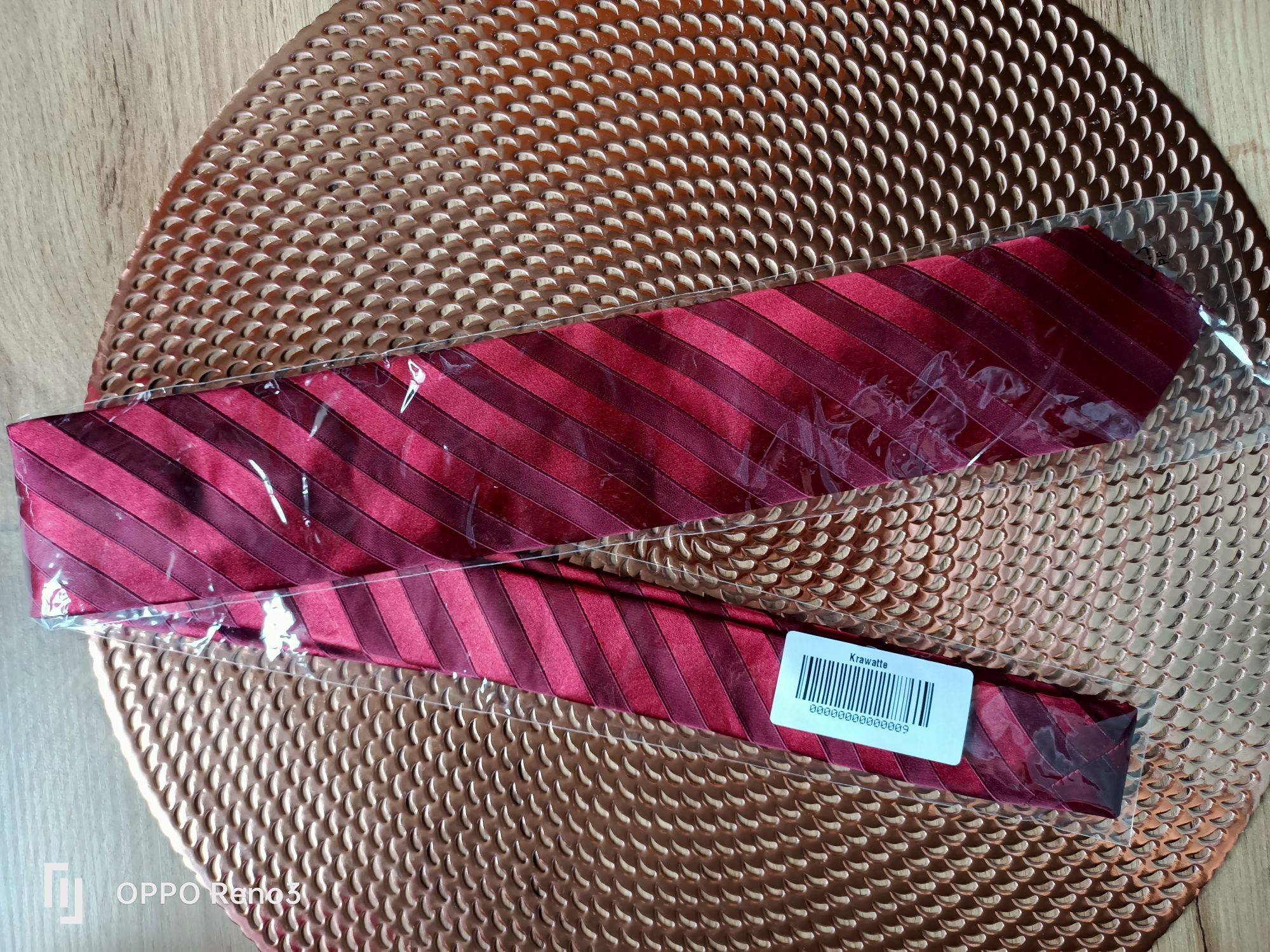 Elegancki nowy czerwony krawat męski w paski