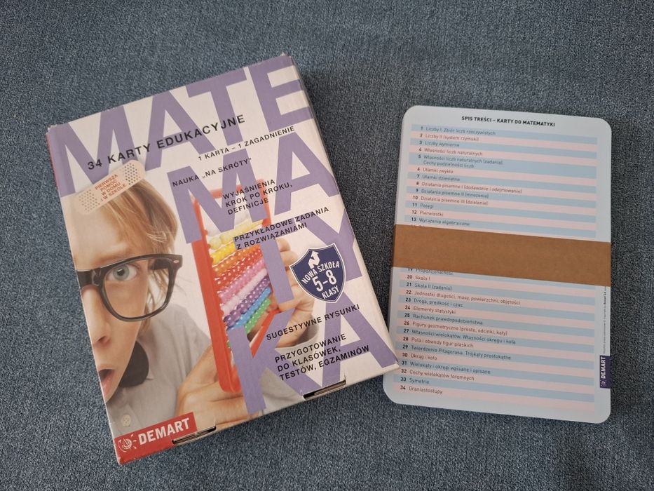 34 karty edukacyjne, MATEMATYKA, kl. 5-8