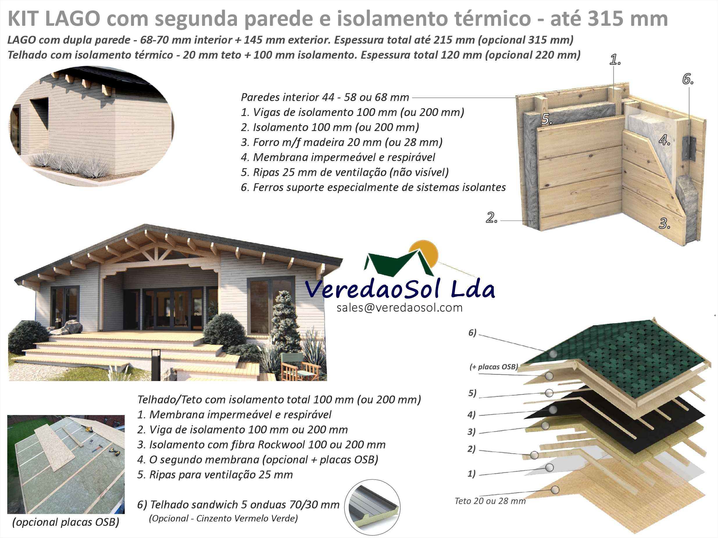 KIT Casa Madeira LAGO T4 - Takoma 12x8m - Coberta 115m² - Terraço 21m²