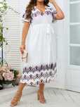 Sukienka Letnia Boho W Orientalny Wzór Rozkloszowana Maxi Shein 3Xl