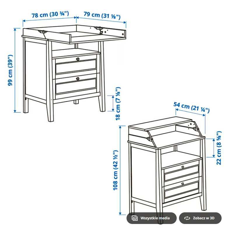 SUNDVIK Komoda z przewijakiem, biały, przewijak IKEA