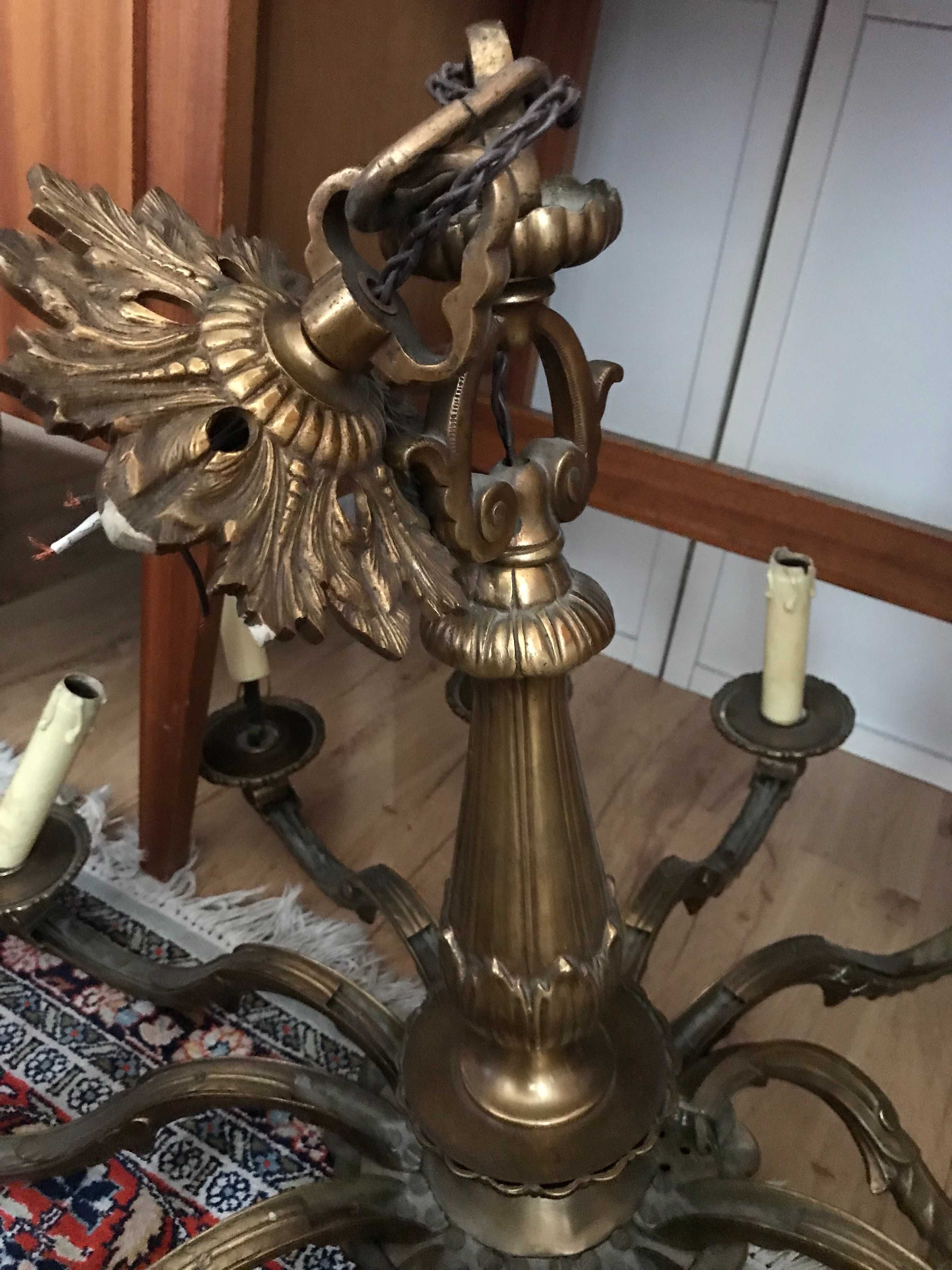 Żyrandol mosiężny, 12 ramion, Francja za bezcen