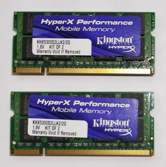 Memórias KINGSTON HyperX 2x1GB DDR2-667 CL4 SoDimm