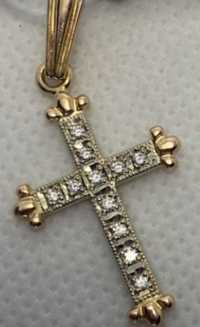 Підвіска хрестик крест 585 с бриллиантами з діамантами 2,14г