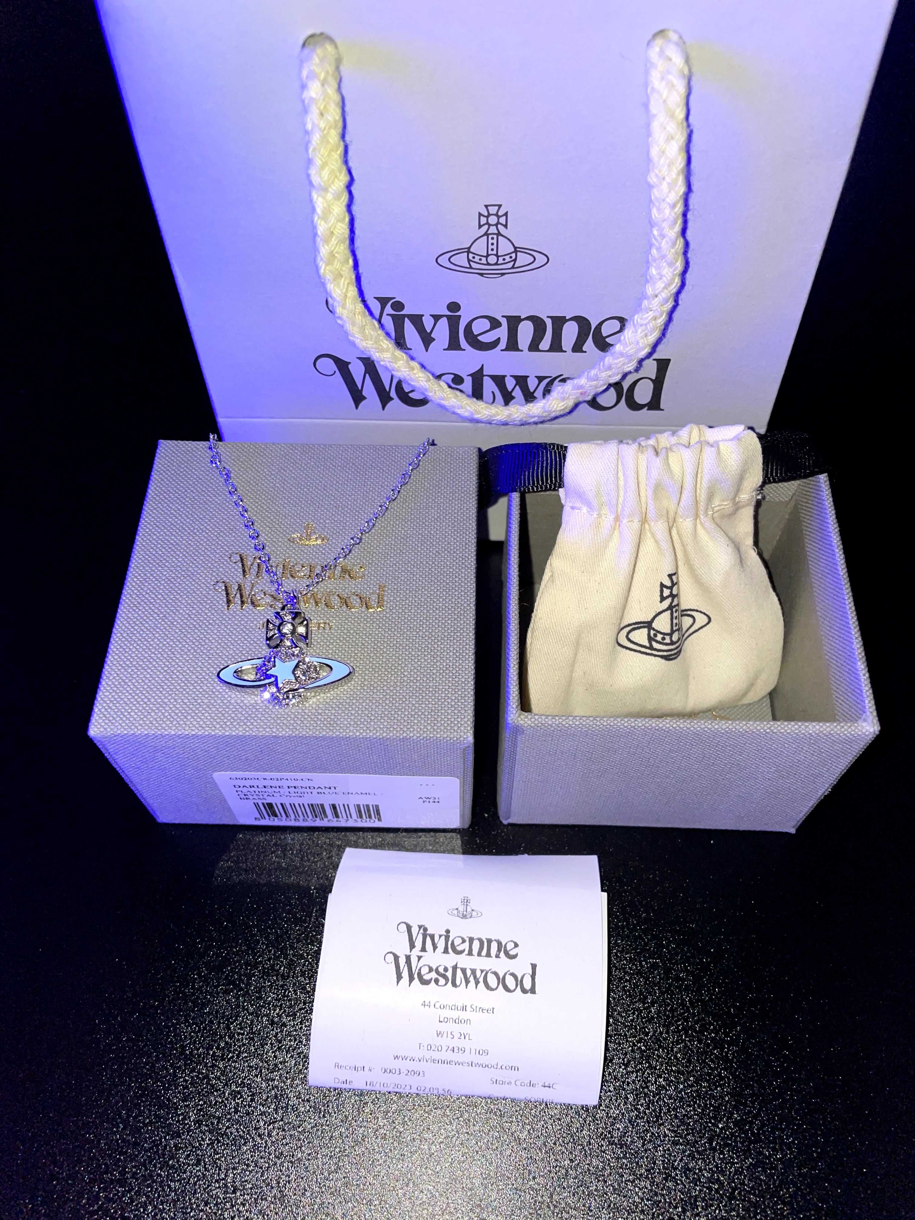 ОРИГІНАЛ Vivienne Westwood DARLENE blue orb Подвеска Ожерелье серьги