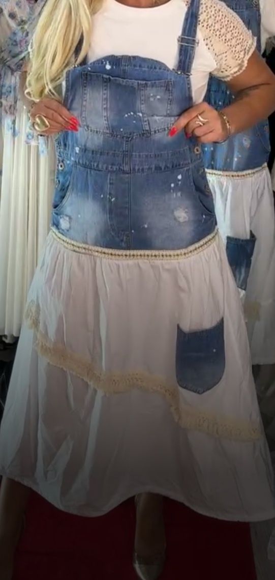 Sukienka ogrodniczka boho jeans