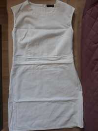 Biała nowa sukienka Esmara len bawełna 40