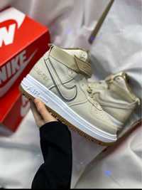 Зимние Кроссовки Nike Air Force 1 Gore-Tex Beige (хутро)