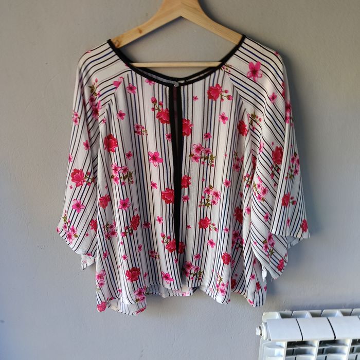 48 4XL elegancka koszula damska floral print na wiosnę lato do biura