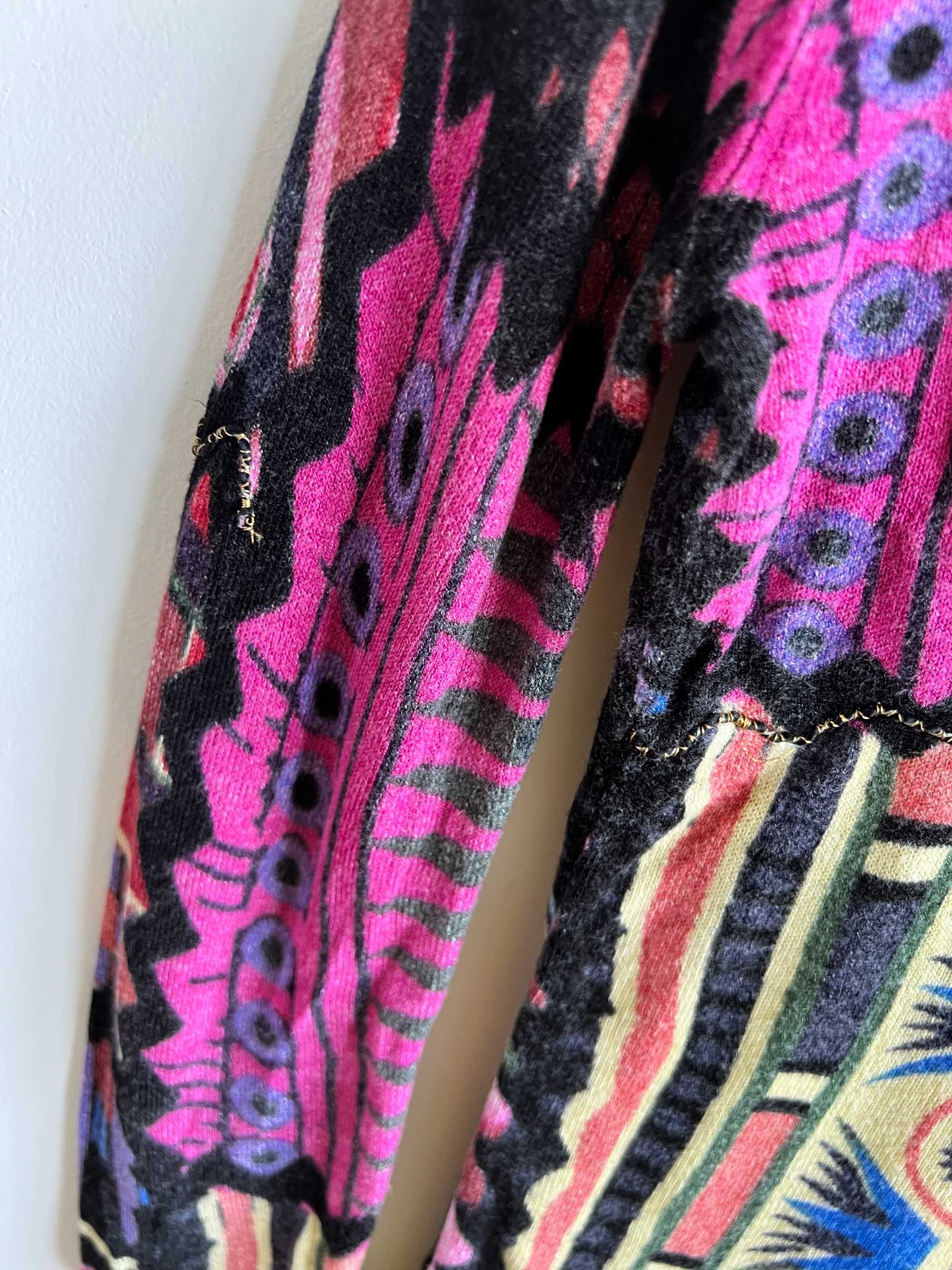 Desigual kolorowy sweter we wzory damski cienki Jers Kilimanjaro S