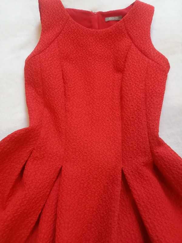 sukienka Orsay 36 czerwona makowa wesele impreza kwiatki kwiaty