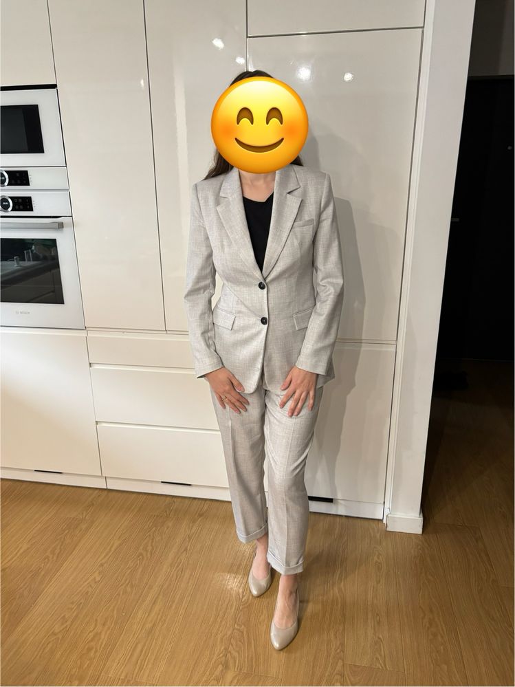 Damski siwy garnitur ZARA M/L chrzciny komunia