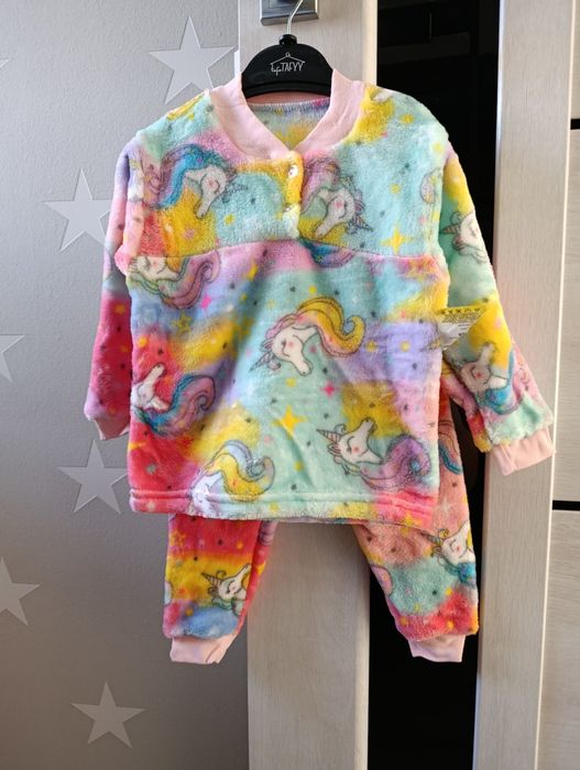 Дитяча махрова піжама для дівчаток єдиноріг юнікорн 86,92,98,104р