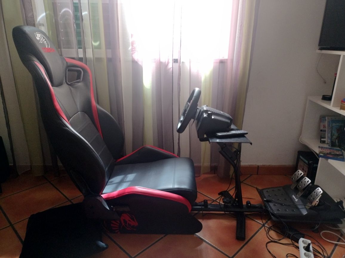 Conjunto Baquet Rali Cobra + Volante Logitech e Pedais