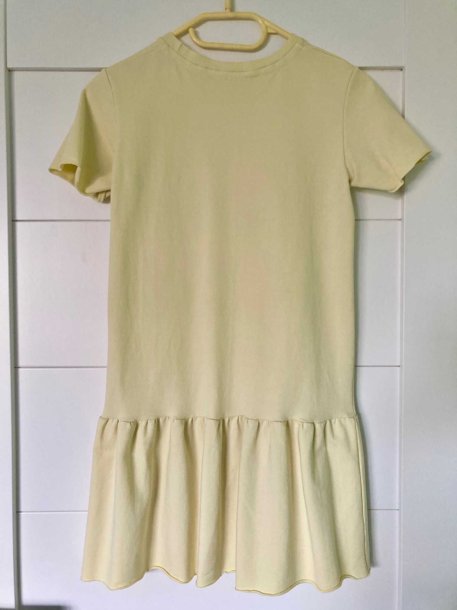 Nowa żółta mini sukienka Femi Pleasure falbanka S surf style