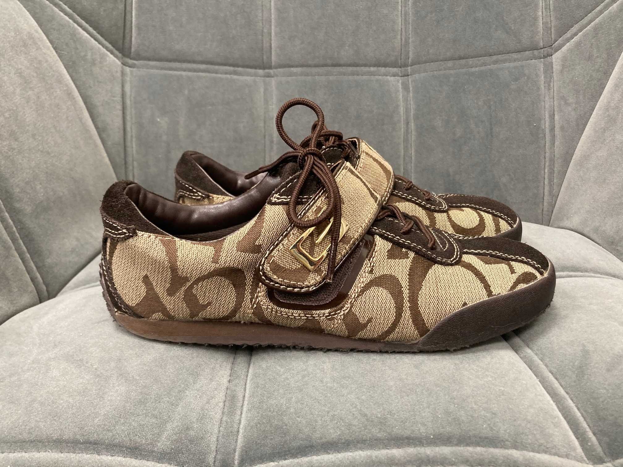 Trampki buty damskie Guess logowane brąz jak nowe 39 zamsz