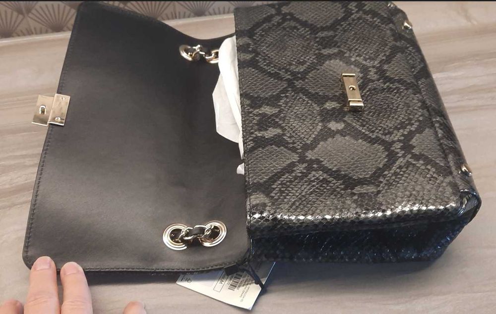 Uterque/Massimo Dutti torebka wizytowa na ramię zielonoszara nowa