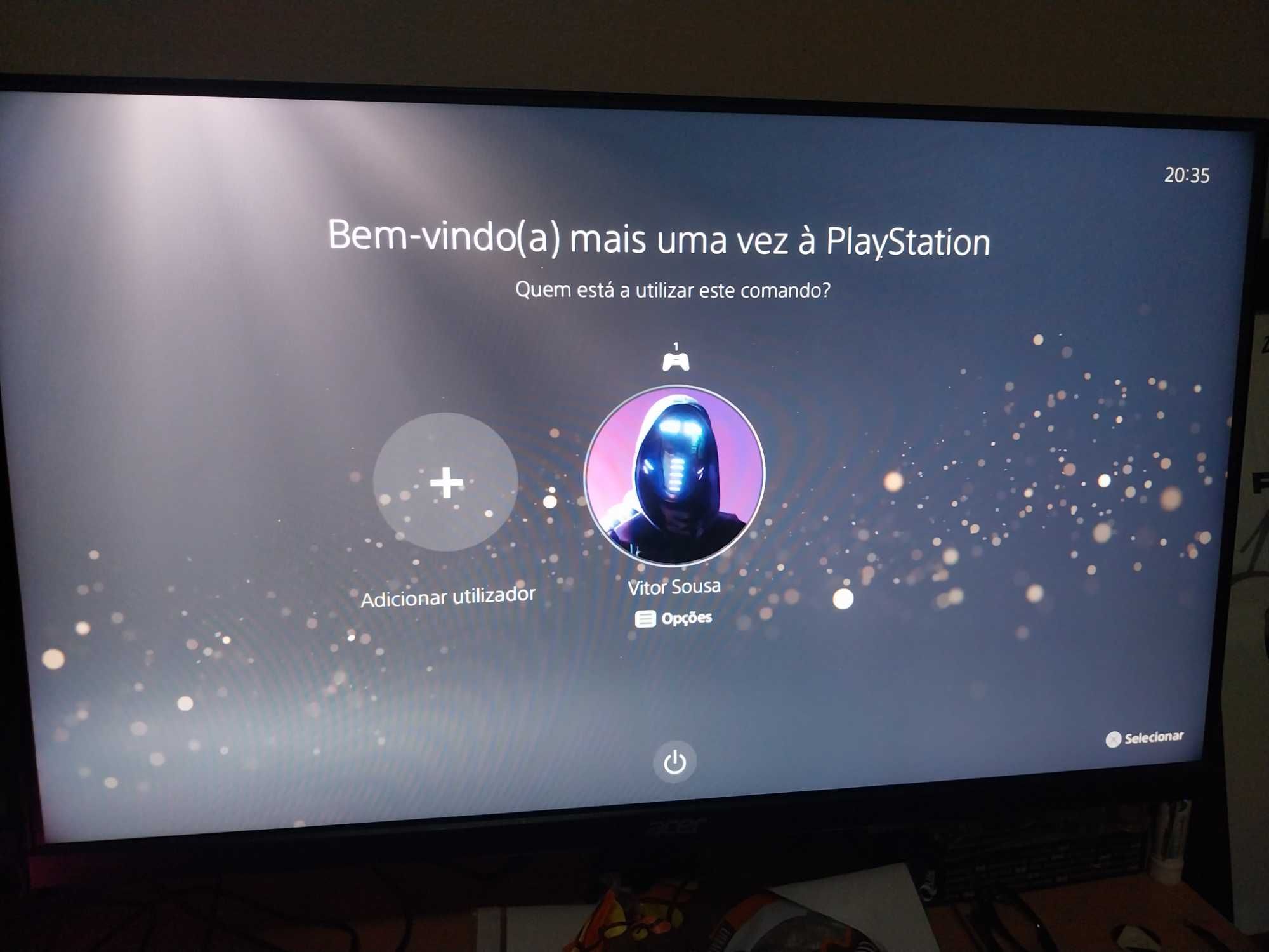 Ps5 c/ comando, suporte e led da ps5