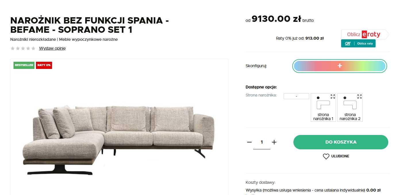 Narożnik modułowy Soprano set 1 Premium, loft - połowa ceny - nowa