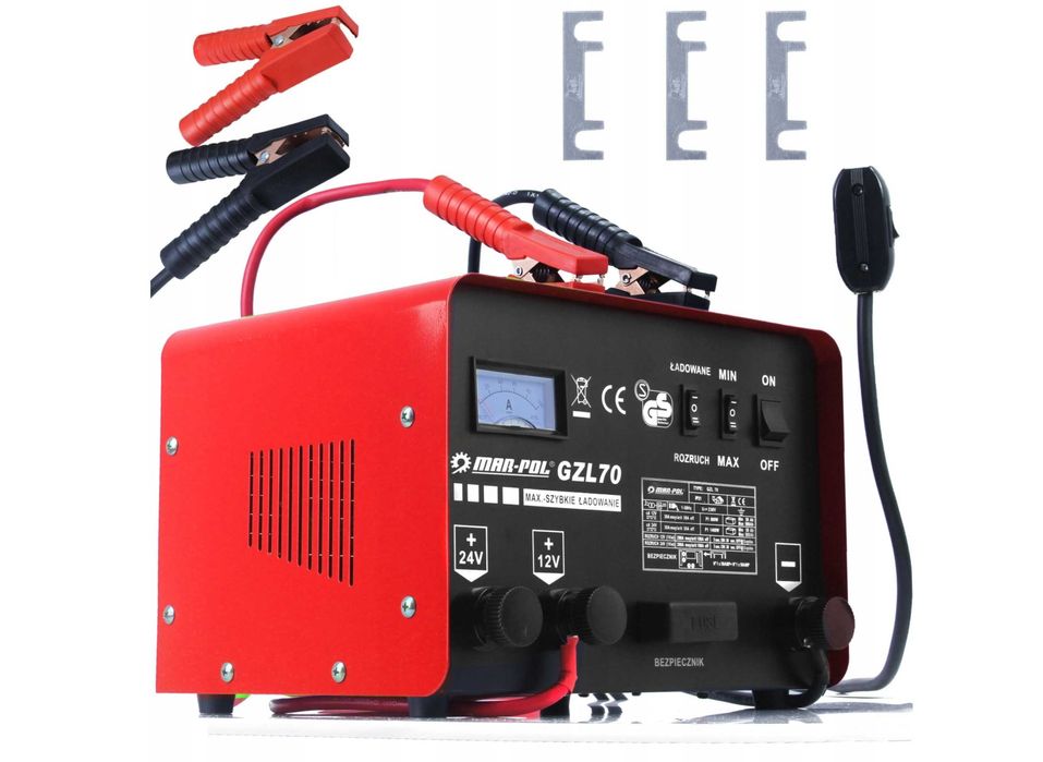 Prostownik samochodowy GZL-70 FAST CHARGE + ROZRUCH 200Ah 12V 24V
