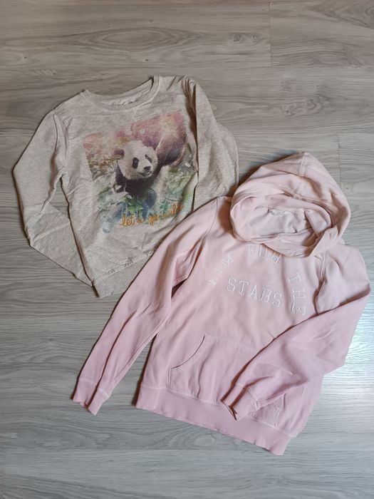 2 x bluza zestaw bluz dziewczęce kangurek z kapturem 158-164 h&M