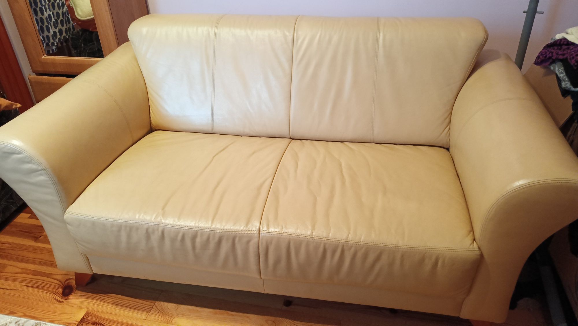 Zestaw wypoczynkowy skórzany sofa fotel kanapa