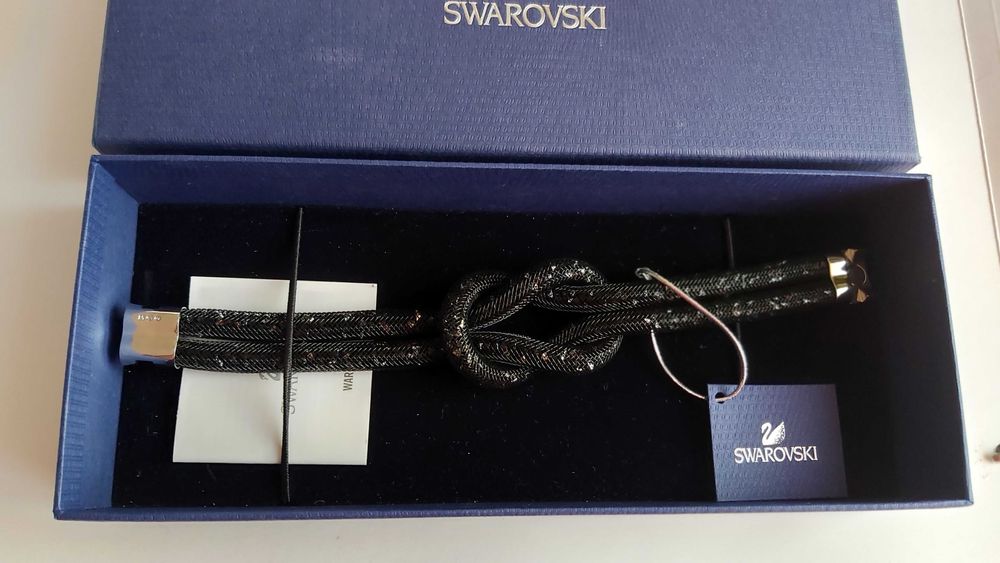 SWAROVSKI Stardust Knot Jet Black Hematite  bransoletka 19cm