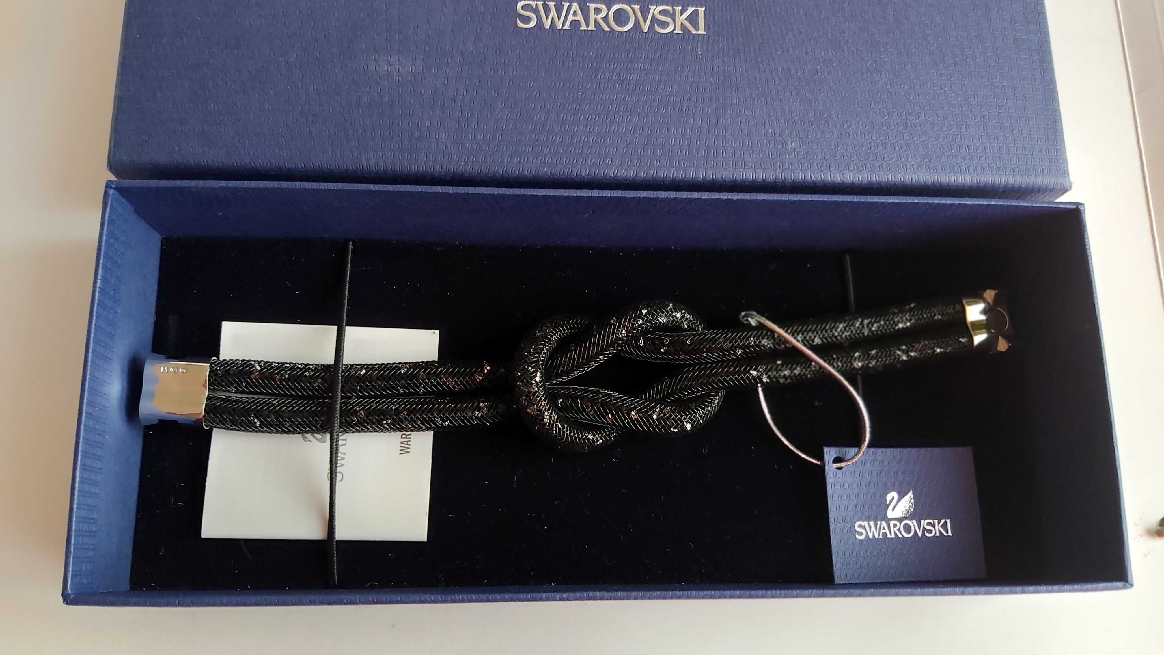 SWAROVSKI Stardust Knot Jet Black Hematite  bransoletka 19cm