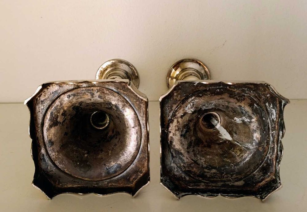 Par de candelabros antigos portugueses prata de lei punção Porto