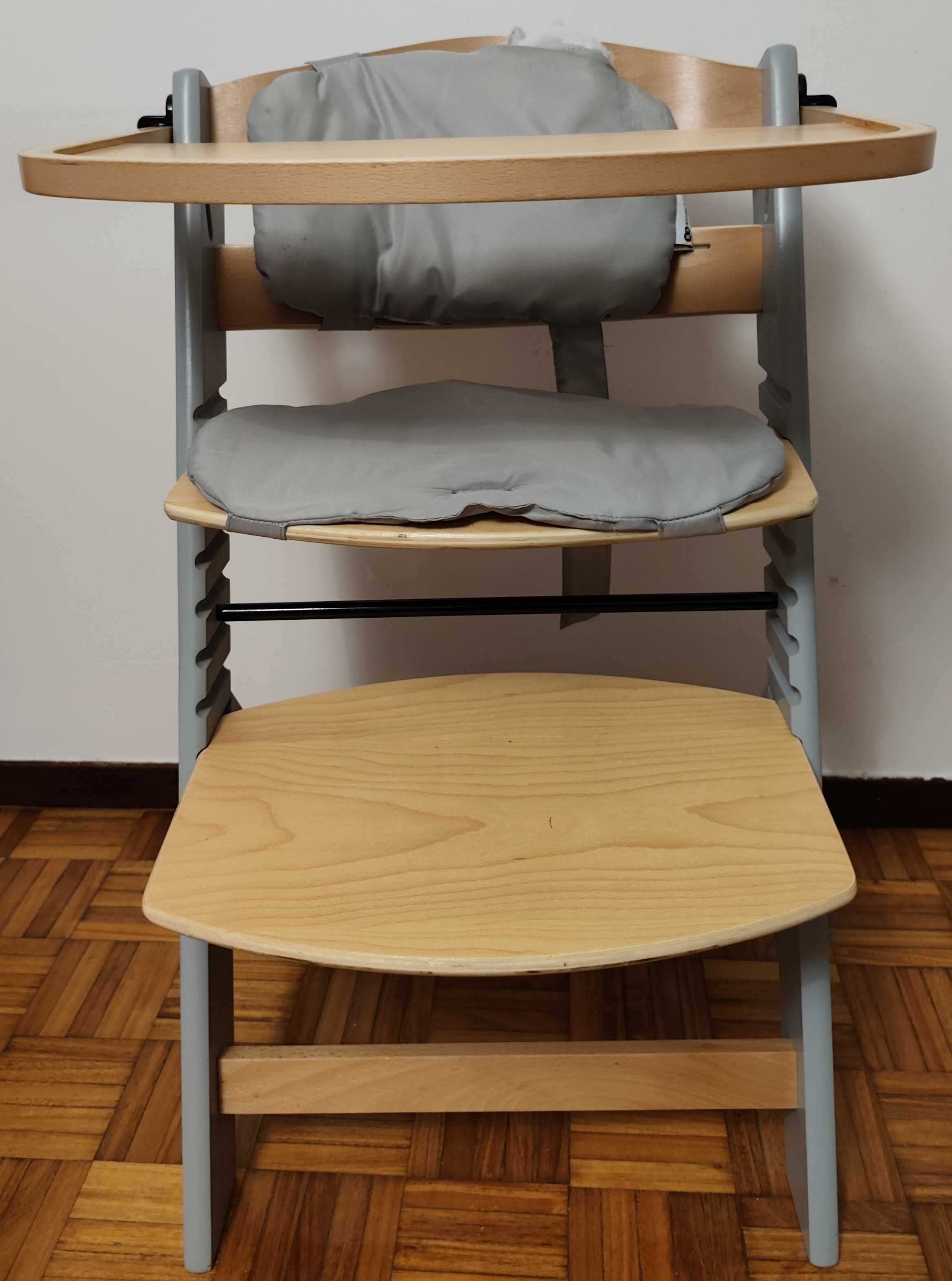 Cadeira de Refeição com Almofada KINDERKRAFT Enock Natural Grey
