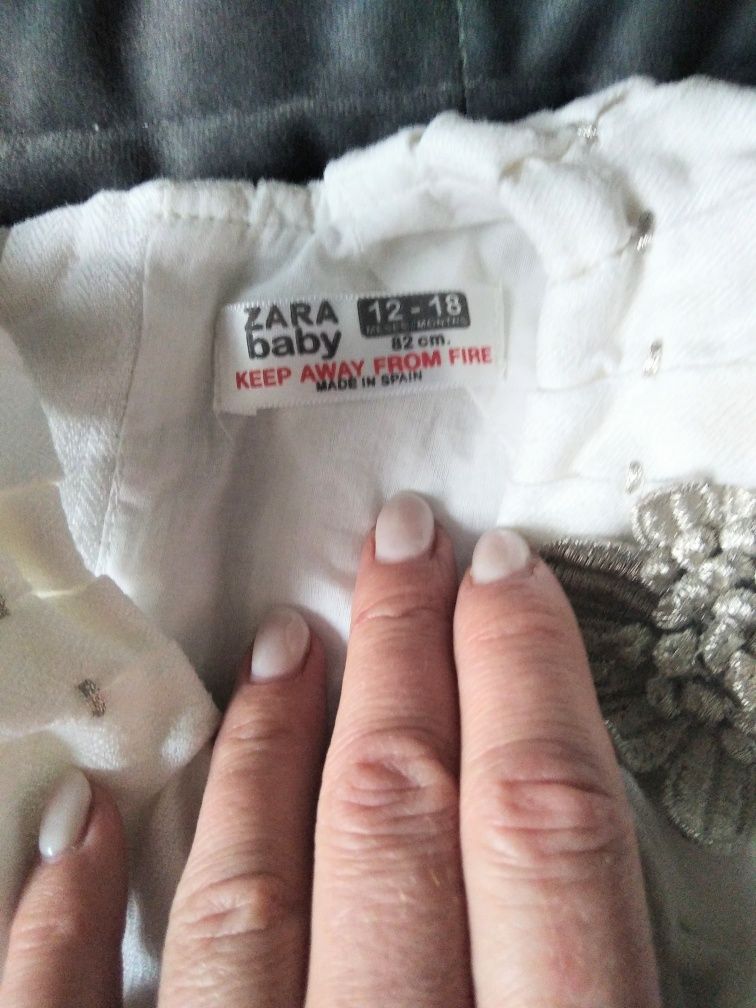 ZARA sukienka dla dziewczynki biała len bawełna r. 82 na 12 18 m