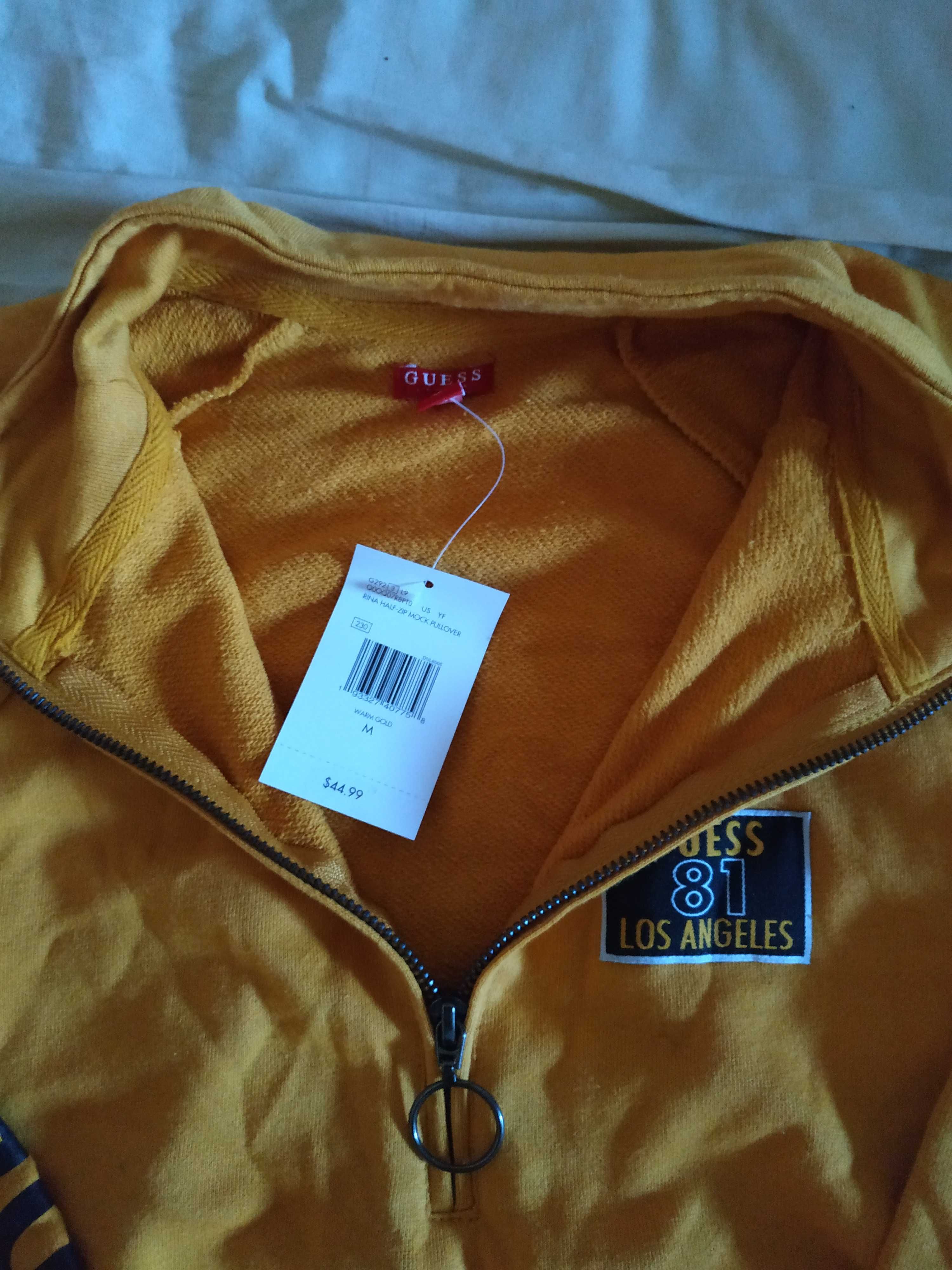 Яркое желтое укороченное худи.свитшот оверсайз Guess
 (оригинал)